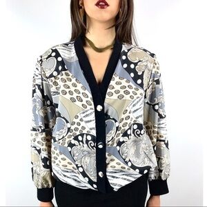 Vintage leopard and polka dot print blouse